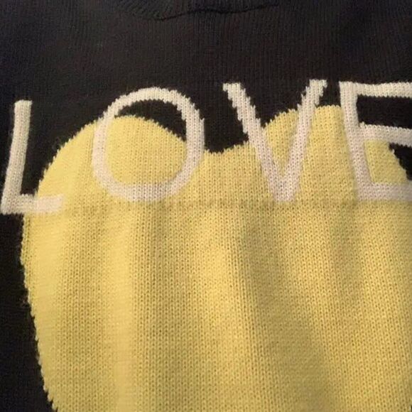 Victor Alfaro Black LOVE Sweater Yellow Heart Intarsia Oversized Pullover S - Picture 7 of 7